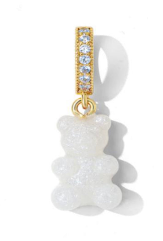 White glitter Bear charm